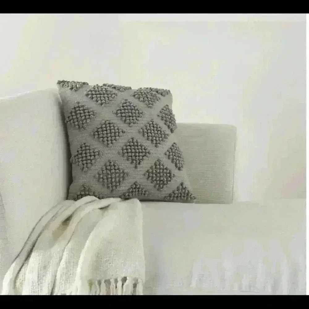 Grey Woven Pillow Diamond Design by Mina Victory